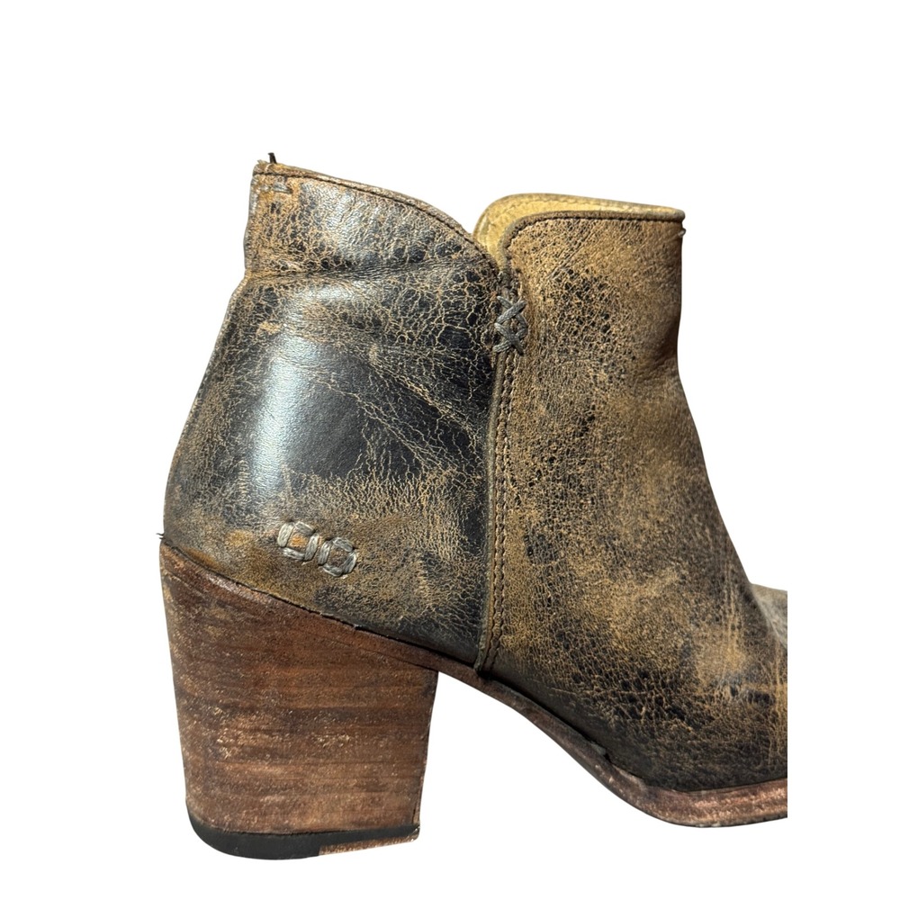 Bed Stu Manchester Leather Ankle Boots Distressed Black Gold W7 8257 - Picture 6 of 9